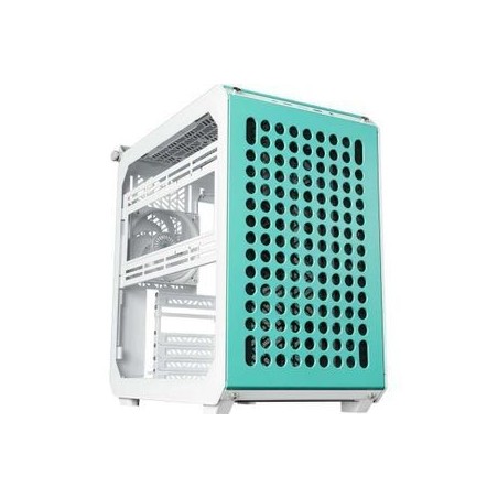 Cooler Master Qube 500 FLATPACK Trn - Expansive ATX Case in Green, Pink & White - Stylish Design, No Power Supply Required!